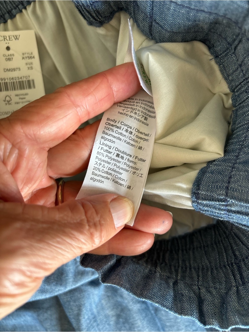 NWT J.CREW Mini Skirt, RE-IMAGINED Chambray Cute, Lined, Cotton,Summer, Beach XS - Picture 8 of 12